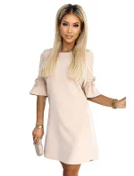 217-7 NEVA Trapézové šaty s rozšírenými rukávmi - béžové 217-7 NEVA Trapézové šaty s rozšírenými rukávmi - béžové