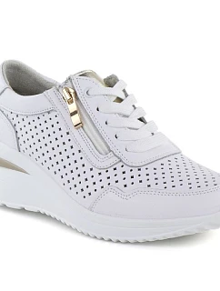 Biele kožené tenisky Vinceza 95402 s otvorenou platformou