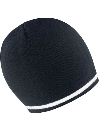 Result Headwear R 368X Pletená čiapka s kontrastnými pruhmi 28.368X čierna/biela Result Headwear R 368X Pletená čiapka s kontrastnými pruhmi 28.368X čierna/biela