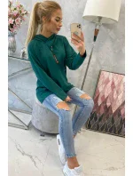 Zelená tunika na zips s kapucňou Oversize
