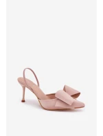 Szpilki Z Odkrytymi Piętami I Kokardką Beżowe Eklevia