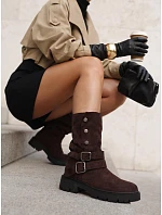 Dámske semišové členkové topánky typu „workery“ s prackami, hnedé, FashionStreet ZY1478 Dámske semišové členkové topánky typu „workery“ s prackami, hnedé, FashionStreet ZY1478