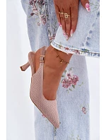 Materiálové sandály na podpatku Špinavě růžové Delessa