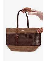 Velká Pletená Nákupní Taška s Přívěskem Hnědá Lucette