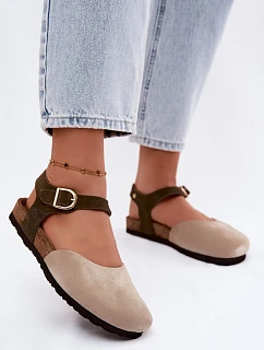 Dámske semišové kožené sandále s uzavretou špičkou Maciejka H7365-04 beige