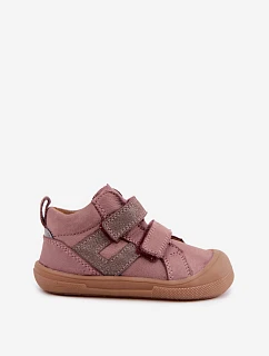 Detské kožené poltopánky typu barefoot FRODDO G2130380-3 v odtieni špinavo ružovej