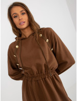 Hnedé mikinové šaty s kapucňou