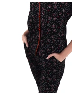 Dámske pyžamo 180/162 čierne so srdiečkami - Karol Dámske pyžamo 180/162 čierne so srdiečkami - Karol