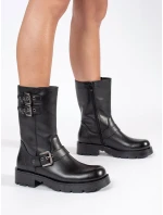 Praktické čierne dámske členkové topánky na platforme Praktické čierne dámske členkové topánky na platforme