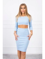 Súprava blúzky a sukne v modrej farbe