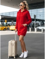 Dámska dlhá mikina s kapucňou oversize TIMMY červená FashionStreet EY1935 Dámska dlhá mikina s kapucňou oversize TIMMY červená FashionStreet EY1935