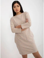 Dámske šaty LO SK LK 259.08 Béžová s bielou - Rue Paris