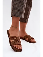 Dámské ploché sandály s pásky Simi semišové hnědé Calvia