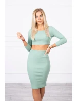 Súprava blúzky a sukne tmavo mätová