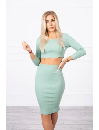 Súprava blúzky a sukne tmavo mätová