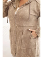 Dámska mikina Plus Size s kapucňou a vreckami, dekatinizovaná, ťavia farba