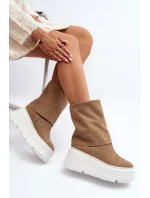 Zazoo 3410 Zamszowe Damskie Botki Na Masywnej Platformie Beżowe Zazoo 3410 Zamszowe Damskie Botki Na Masywnej Platformie Beżowe