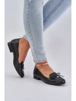 Lakierowane Ażurowe Baleriny Z Kokardką Eko Skórzane Czarne Amepitrea