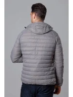 Šedá pánska prešívaná bunda s kapucňou (HM112-3)