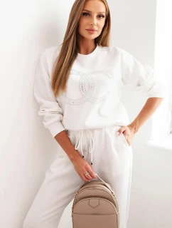 Dámska súprava z viskózy s ozdobným motívom a nohavicami ecru