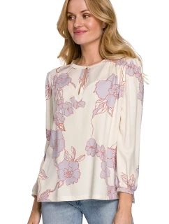 Dámska blúzka K099 Ecru s fialovou - Makover