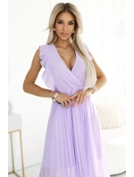 315-7 EMILY plisované šaty s volánmi a výstrihom - farba CHRISTMAS 315-7 EMILY plisované šaty s volánmi a výstrihom - farba CHRISTMAS