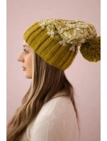 Milano fleecová čiapka K203 ecru melange+kiwi