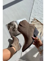 Wsuwane Botki Kowbojki Damskie Z Naturalnego Zamszu Beżowe Beretta