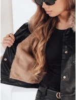 Dámska kožená bunda s kožušinou čierna FashionStreet TY5210