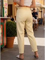 Dámske džínsy s vysokým pásom mom fit svetložltá FashionStreet UY2978