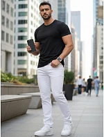 Pánske biele slim fit džínsy FashionStreet UX4487