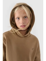 Dziewczęca Nierozpinana Bluza Z Kapturem Gładka Beżowa 4F 4FJWMM00TSWSF1316-83S
