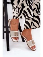 Eleganckie Klapki Damskie Z Ozdobą Na Płaskim Obcasie Białe Lovehia