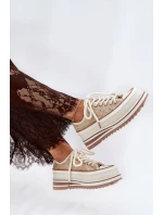 Trampki Damskie Na Masywnej Platformie S.Barski BF51-101 Beżowe