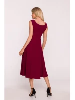 S424 Fit & flare šaty - bordové