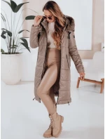 Dámska prechodná bunda ORVITA prešívaná s kapucňou tmavo béžová FashionStreet TY5027 Dámska prechodná bunda ORVITA prešívaná s kapucňou tmavo béžová FashionStreet TY5027