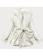 Biela dámska bunda - kožúšok s golierom (GSQ2166)