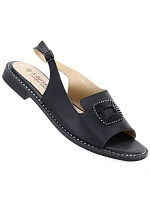 Dámske čierne kožené sandále S.Barski KV61-6076