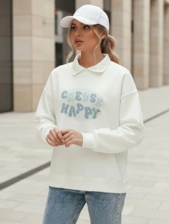 Dámska nadrozmerná mikina s potlačou HAPIRES biela FashionStreet BY1484