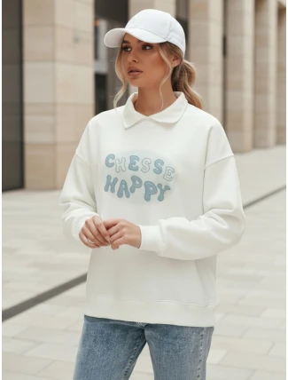 Dámska nadrozmerná mikina s potlačou HAPIRES biela FashionStreet BY1484 Dámska nadrozmerná mikina s potlačou HAPIRES biela FashionStreet BY1484