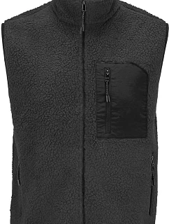 SOL'S Fury Bodywarmer – fleecová vesta Sherpa 25.4041, uhlíkovosivá/čierna