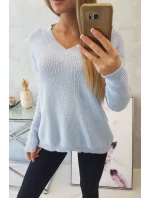 Sveter s výstrihom do V modrý Sveter s výstrihom do V modrý