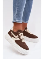 Dámské tenisky na platformě z eko semiše hnědé Cadrina