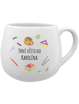 Pani učiteľka Caroline - biely keramický hrnček 300 ml Pani učiteľka Caroline - biely keramický hrnček 300 ml