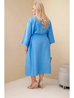 Dámske Plus veľkosť bavlnené košeľové šaty s opaskom Denim