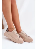 Sneakersy Damskie Z Eko Skóry Big Star RR274259 Beżowe
