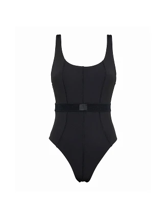 Dámske jednodielne plavky Monogram Rib KW0KW02151-BEH - Calvin Klein