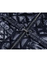 Tmavomodrá prešívaná dámska bunda s opaskom (BH2208)