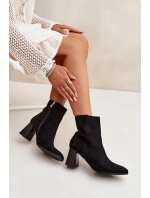 Botki Damskie Z Eko Zamszu Na Słupku Zamek Czarne Zelita