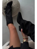 Wsuwane Kozaki Kowbojki Damskie Na Słupku Z Frędzlami Czarne Zalia